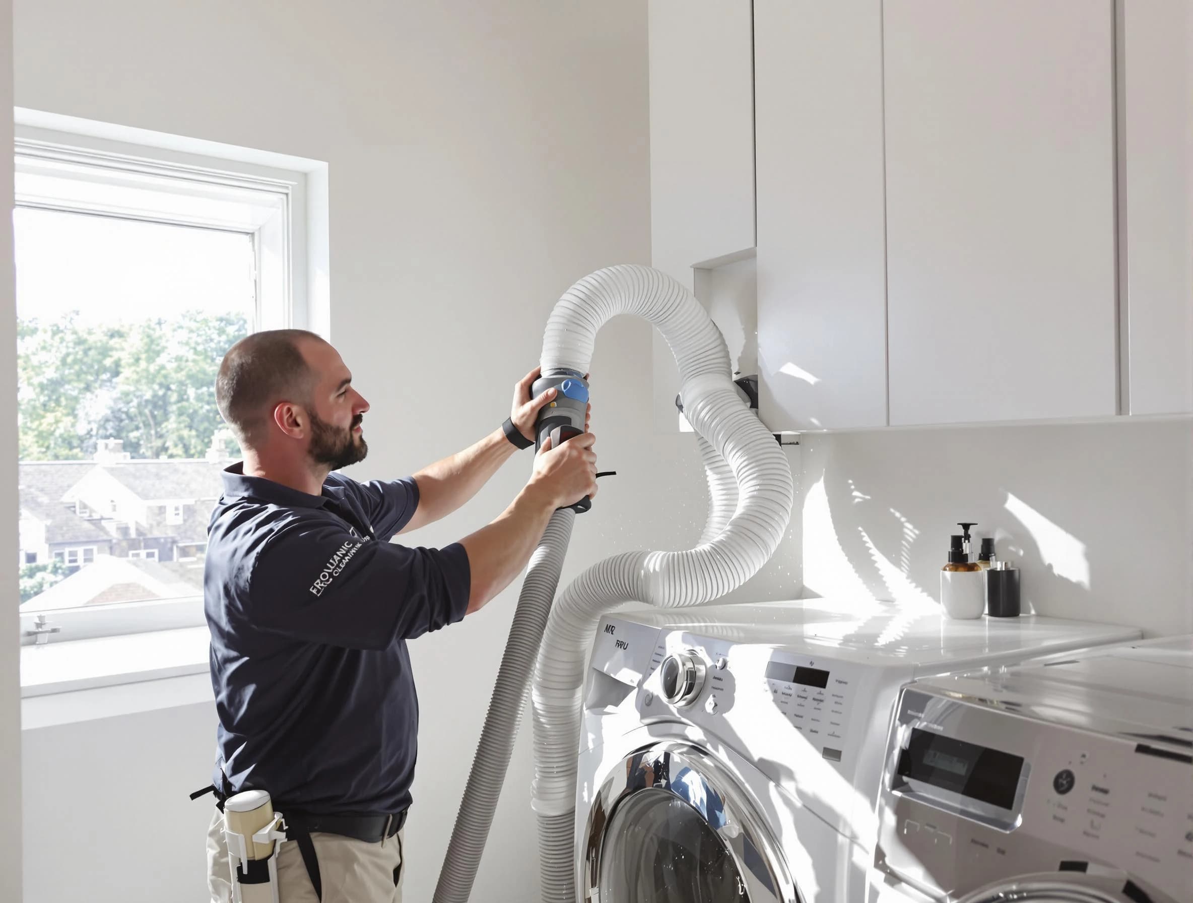 Certified El Monte Dryer Vent Cleaning technician performing dryer vent cleaning in El Monte